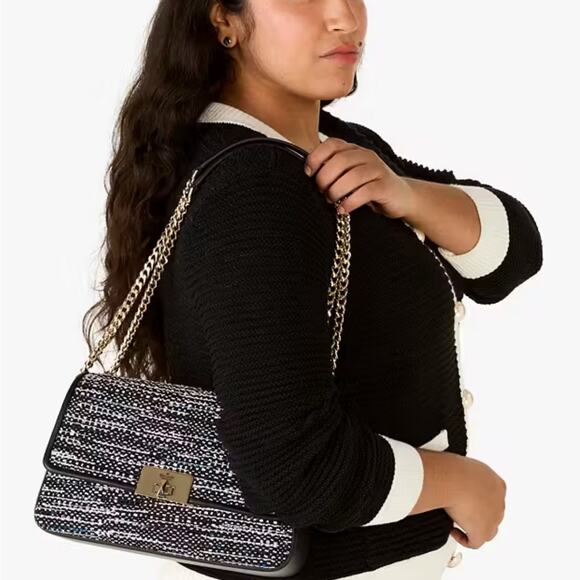 NWT - Kate Spade - Carey Tweed Medium Flap Shoulder Bag - Picture 2 of 5